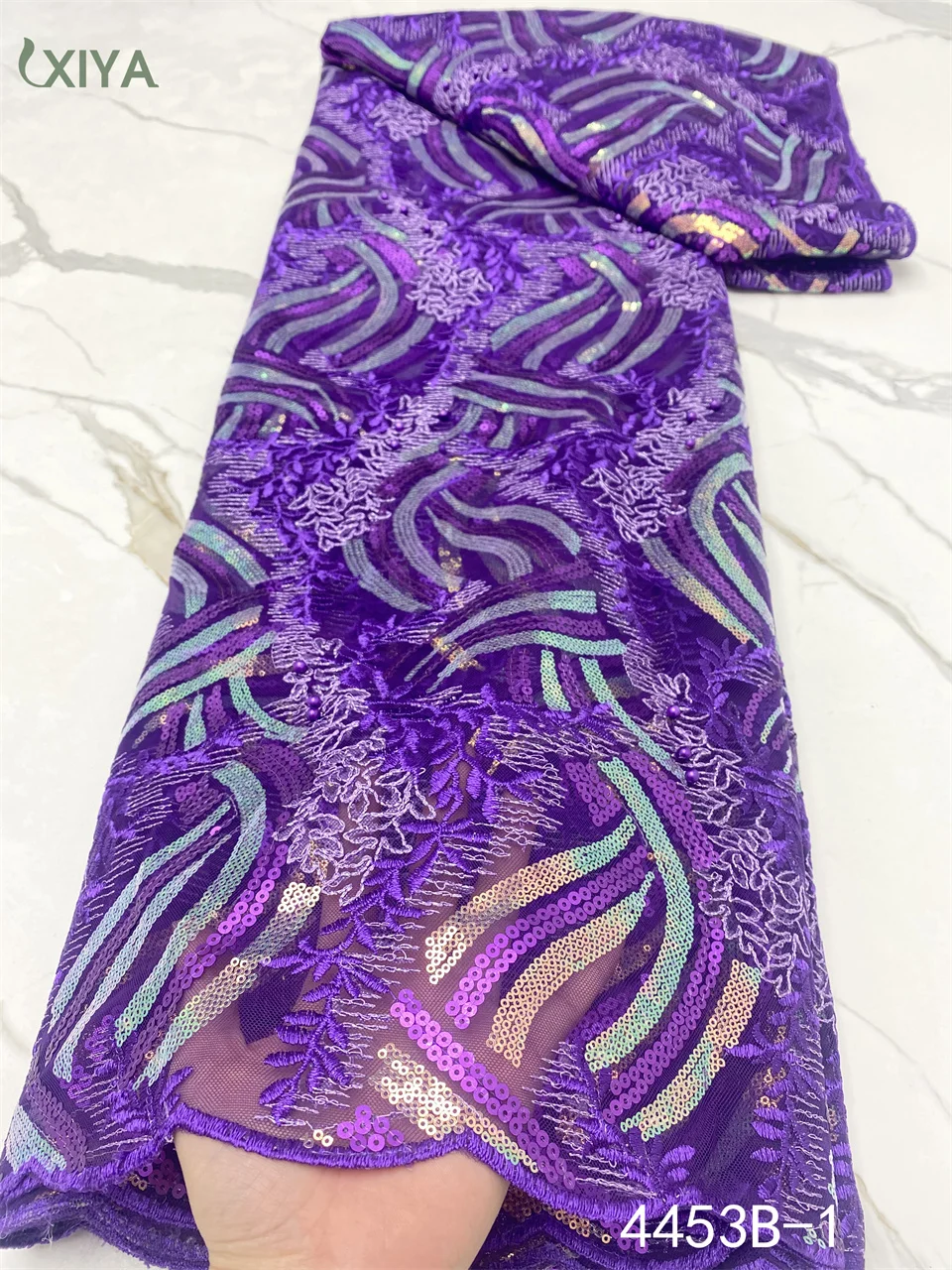 Purple Nigerian Sequence Lace Fabric French Tulle Laces Fabrics High Quality African Sequin Lace Fabric for Wedding APW4453B
Purple Nigerian Sequence Lace Fabric French Tulle Laces Fabrics High Quality African Sequin Lace Fabric for Wedding APW4453B