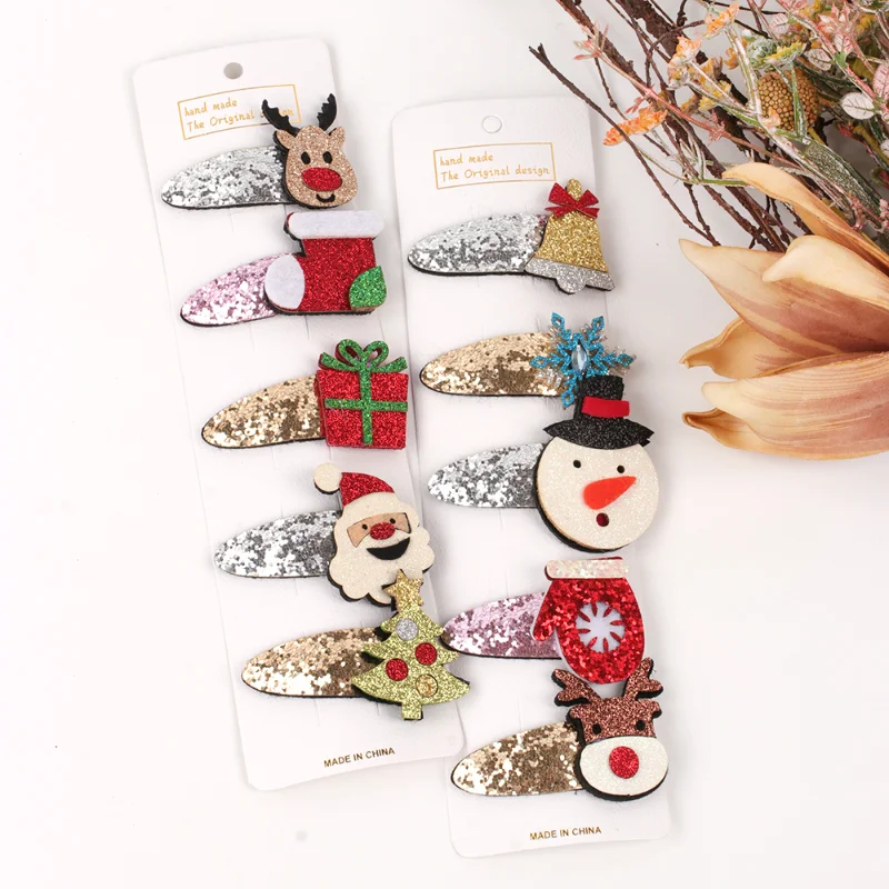 5Pcs/set Baby Christmas BB Hairpins Set Glitter Hair Clips for Girls Sequined Children Duckbill Clips Baby Accessories side clip
5Pcs/set Baby Christmas BB Hairpins Set Glitter Hair Clips for Girls Sequined Children Duckbill Clips Baby Accessories side clip