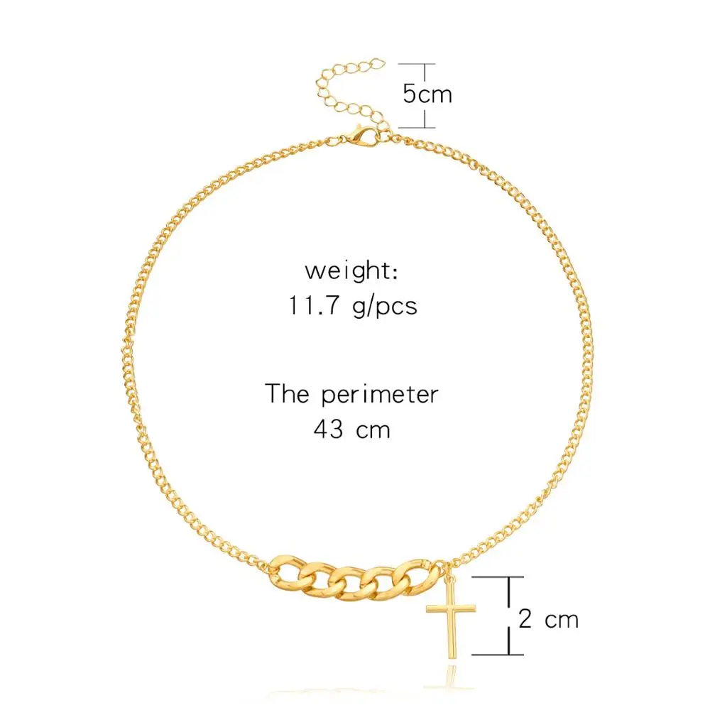 Модное ожерелье с подвеской в виде креста стиле панк для женщин Серебряное колье