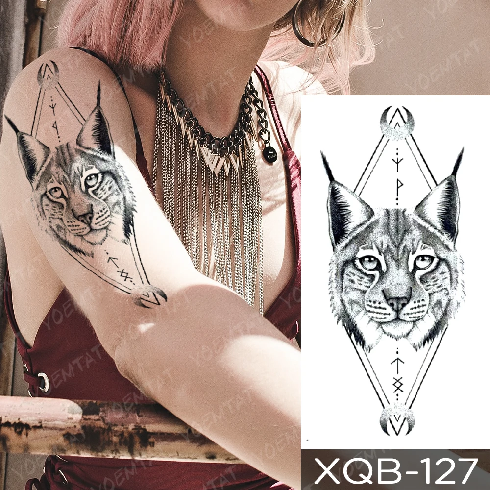 Waterproof Temporary Tattoo Sticker Goat sword Skull Flash Tattoos Lucifer Owl Wolf Demon Body Art Arm Fake Tatoo Women Men | Красота и
