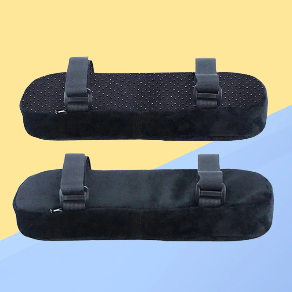 2PCS Memory Armrest Pad Chair Armrest Pads Ultra-Soft Elbow Pillow Support with Strap (Black)