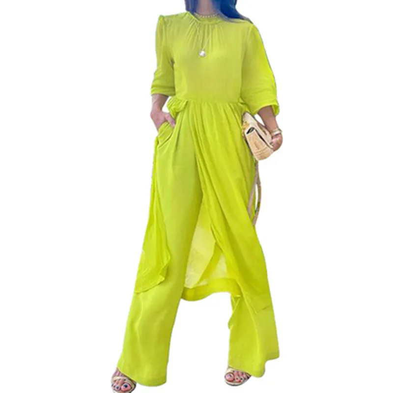Autumn 2021 Two Piece Set Women's Pants Suit Long Sleeve Fashion Loose Cotton And Linen Holiday Solid Color Top Wide Leg Pant
Autumn 2021 Two Piece Set Women's Pants Suit Long Sleeve Fashion Loose Cotton And Linen Holiday Solid Color Top Wide Leg Pant