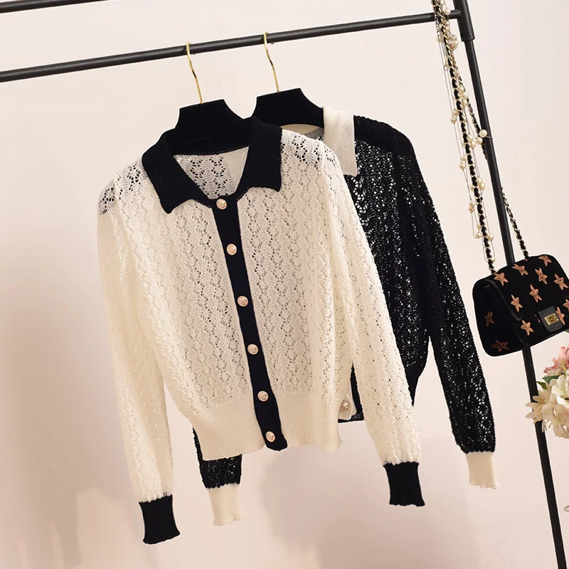 Cardigan 2021 summer thin new women's sweater small fragrance coat top hollowed out black and white ice silk sunscreen outside
Cardigan 2021 summer thin new women's sweater small fragrance coat top hollowed out black and white ice silk sunscreen outside