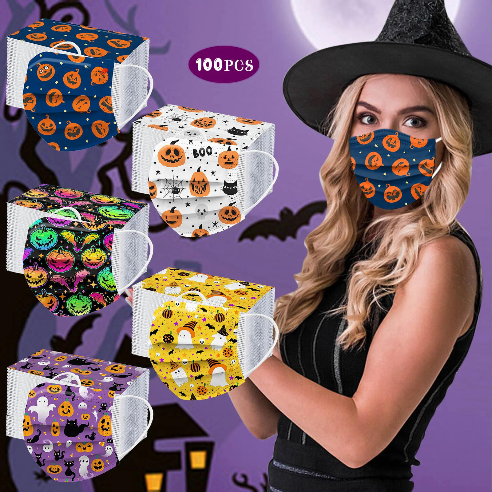 100PCS Halloween Cartoon Print Mask For Women Men Adult Disposable Face Mask Cosplay mascara Facial Protector masque mascherina
100PCS Halloween Cartoon Print Mask For Women Men Adult Disposable Face Mask Cosplay mascara Facial Protector masque mascherina