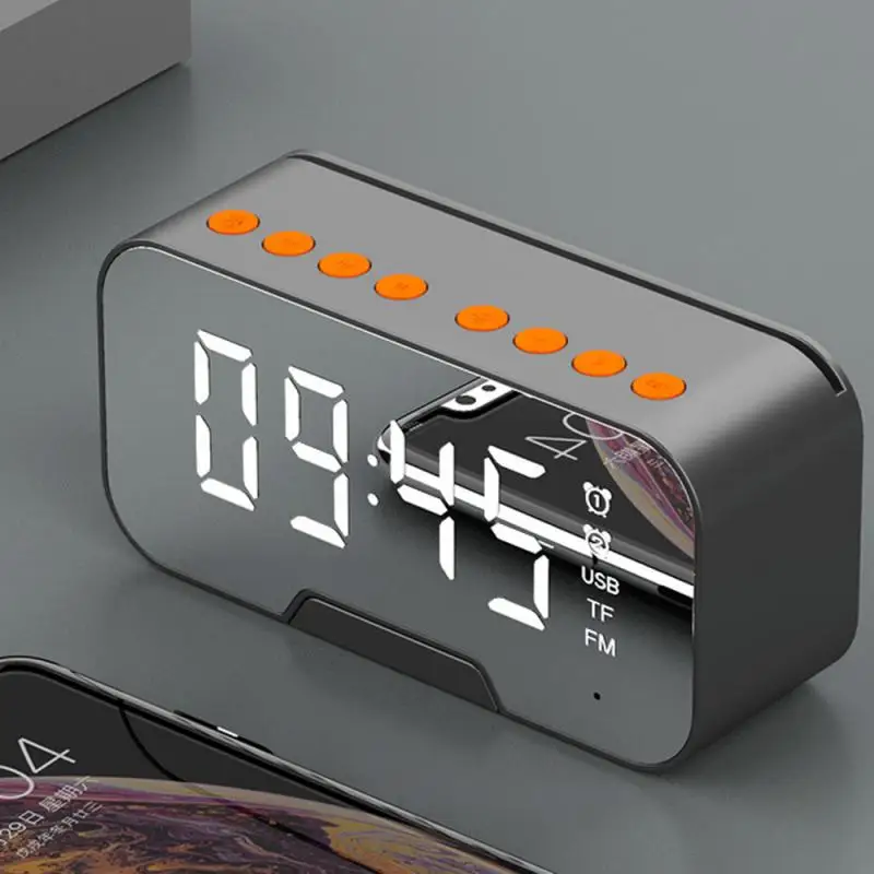Wireless Bluetooth Speaker Mirror Alarm Clock Phone Holder with FM Radio Function Wireless Subwoofer Music Player Table Clock
Wireless Bluetooth Speaker Mirror Alarm Clock Phone Holder with FM Radio Function Wireless Subwoofer Music Player Table Clock