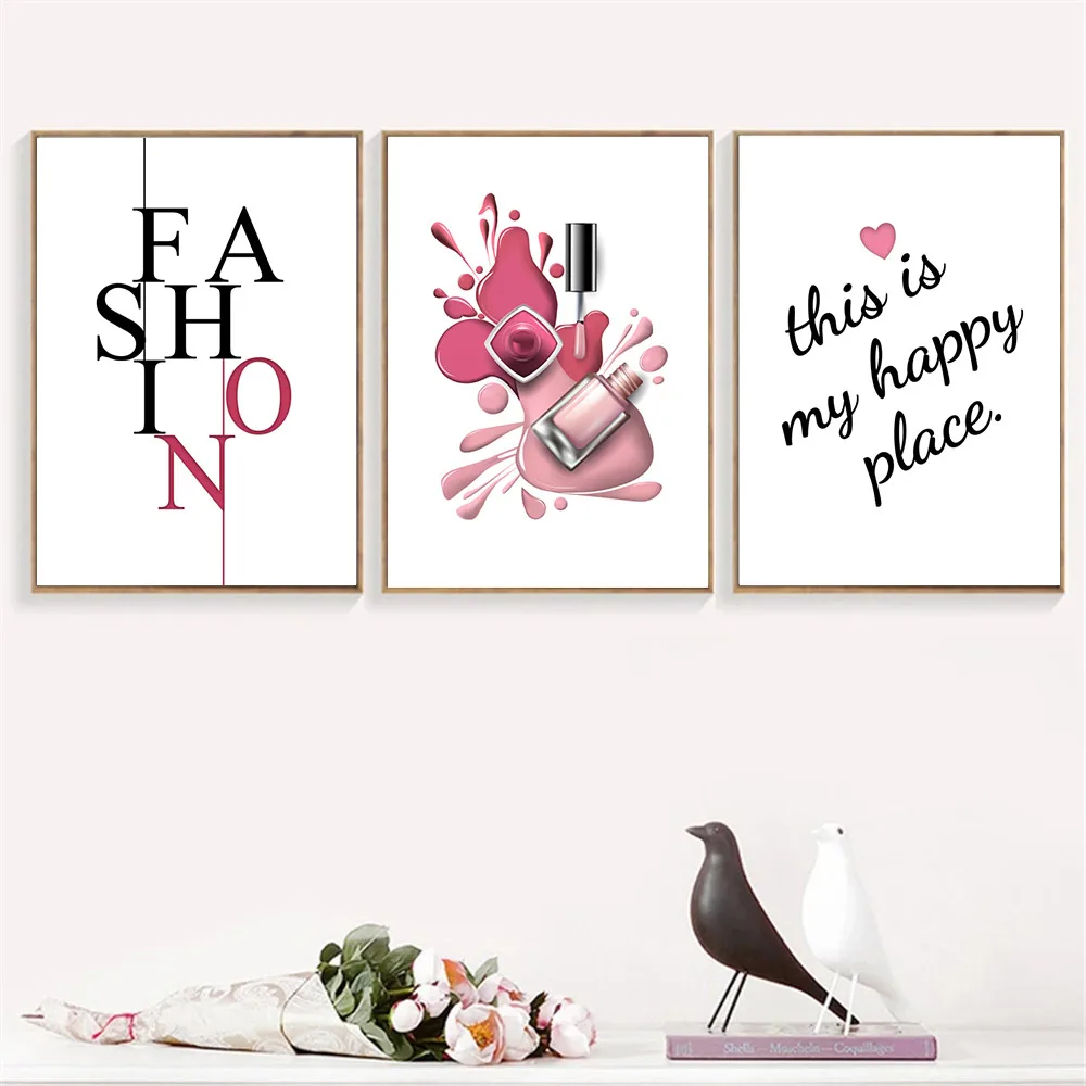 Pink Nail Polish Wall Art Canvas Painting Fashion Poster Happy Quotes Print Modern Posters Wall Pictures Beauty Salon Decoration
Pink Nail Polish Wall Art Canvas Painting Fashion Poster Happy Quotes Print Modern Posters Wall Pictures Beauty Salon Decoration
