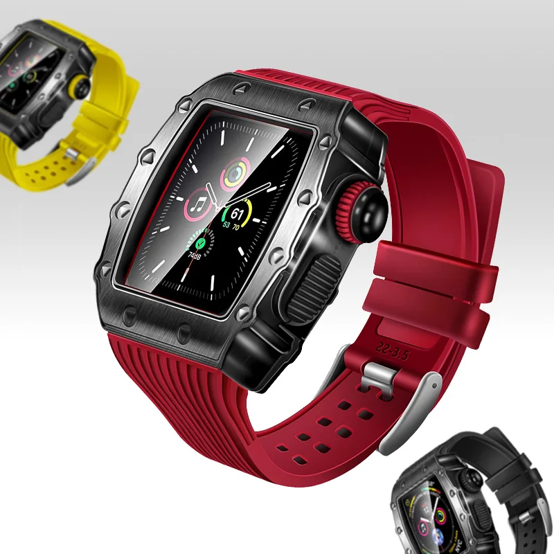 impact resistant Metal Watch Case For Apple Watch Series 6 5 se 44mm Silicon Strap Protective Cover with Class Screen Film Bands
impact resistant Metal Watch Case For Apple Watch Series 6 5 se 44mm Silicon Strap Protective Cover with Class Screen Film Bands