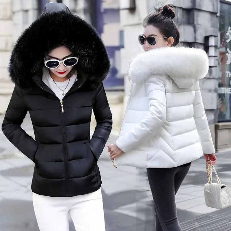 Fashion Black White Women's Winter Jacket Plus Size XL Winter Coat Female Parkas Detachable Big Fur Hooded Warm Short Outwear
Fashion Black White Women's Winter Jacket Plus Size XL Winter Coat Female Parkas Detachable Big Fur Hooded Warm Short Outwear