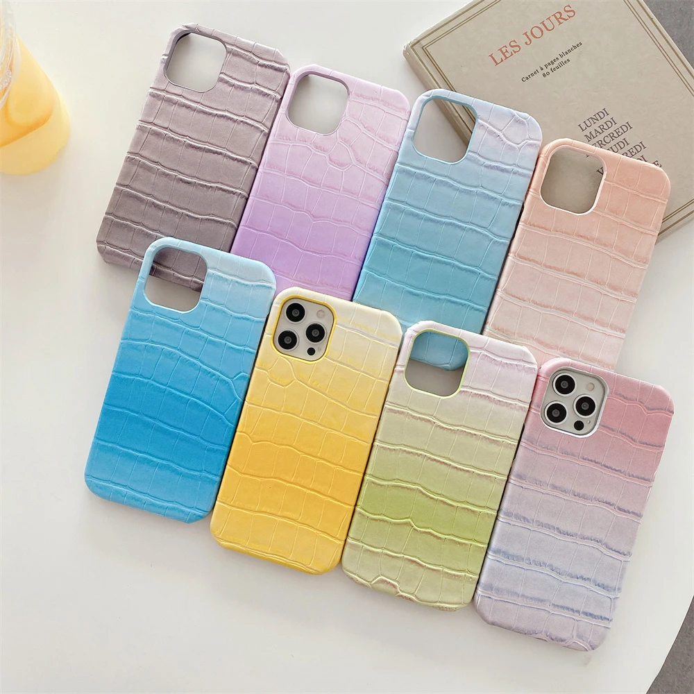 Gradient Crocodile Grain Leather Half-pack Hard Shell Simple Fashion Waterproof Phone Case Ins Wind for Girls for IPhone 13
Gradient Crocodile Grain Leather Half-pack Hard Shell Simple Fashion Waterproof Phone Case Ins Wind for Girls for IPhone 13