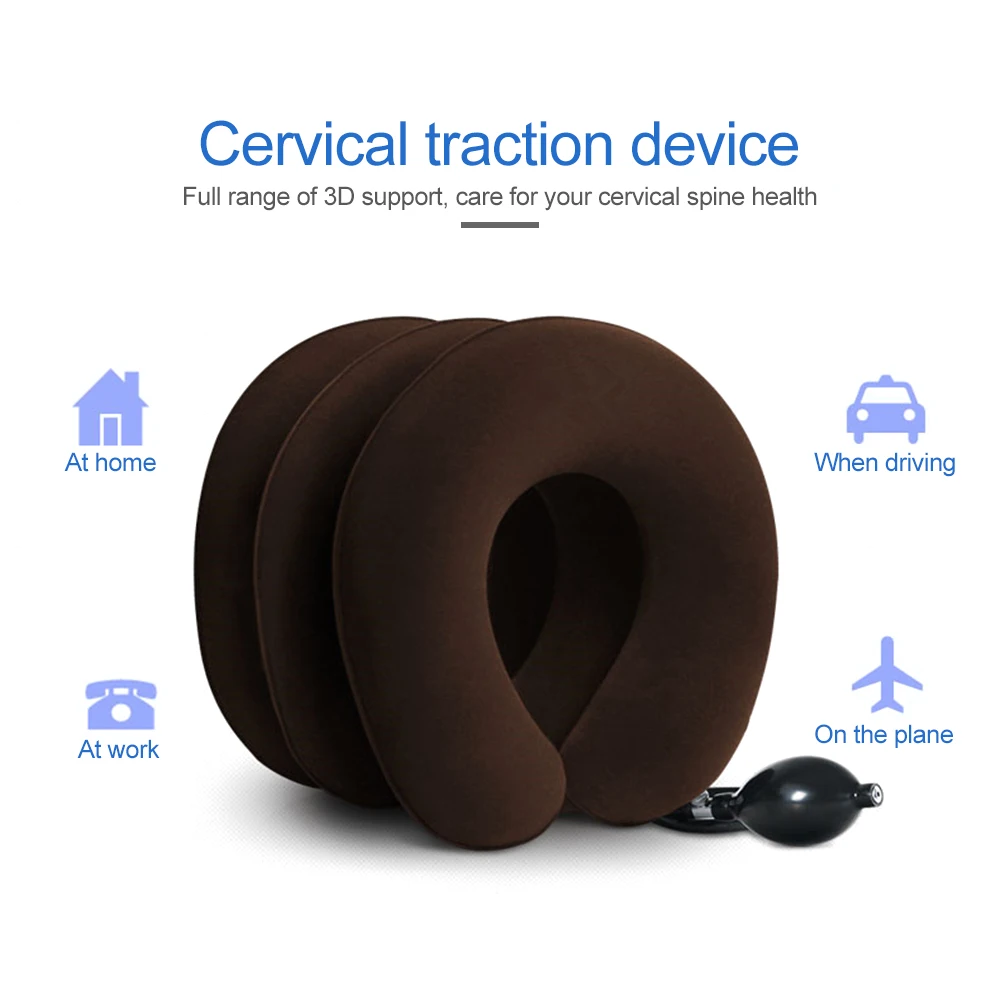 U Neck Pillow 3-layered Air Inflatable Vertebra Retractor Support Tractor Treatment Cervical Head Pain Traction | Дом и сад