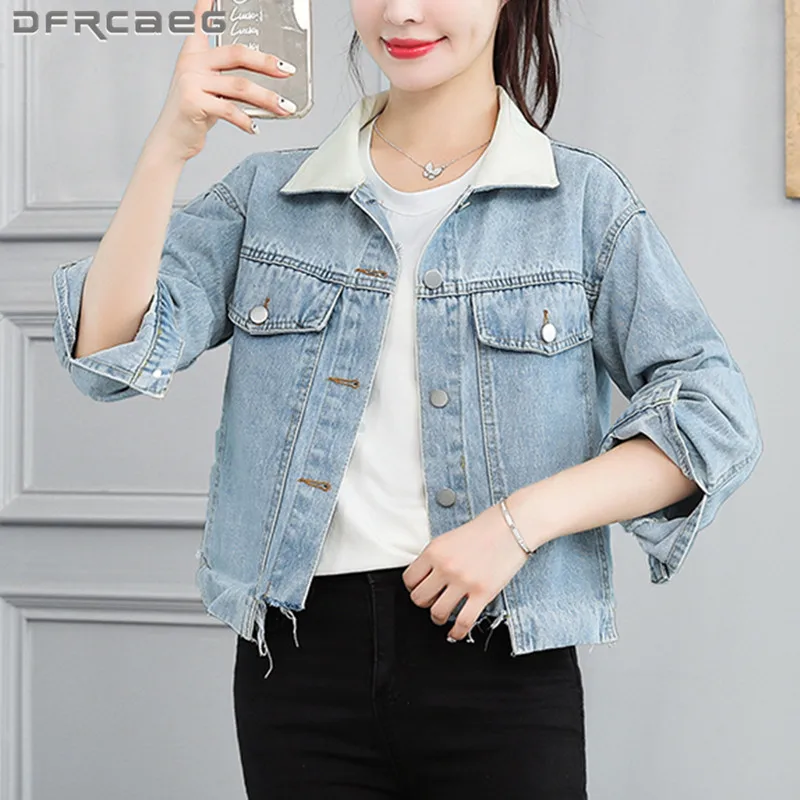 Patchwork Casual Denim Jacket Woman 2021 Autumn Streetwear Long Sleeve Vintage Jeans Coat Short Ladies Top Outwear Clothes 
Patchwork Casual Denim Jacket Woman 2021 Autumn Streetwear Long Sleeve Vintage Jeans Coat Short Ladies Top Outwear Clothes