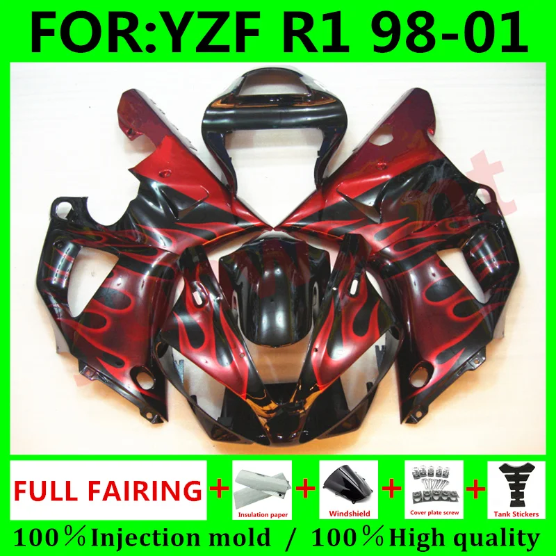 Комплект обтекателей под давлением мотоцикла для YAMAHA YZF R1 YZF1000 98 99 00 01 R1 обтекатель кузова YZFR1 1998 1999 2000 red flame
Комплект обтекателей под давлением мотоцикла для YAMAHA YZF R1 YZF1000 98 99 00 01 R1 обтекатель кузова YZFR1 1998 1999 2000 red flame