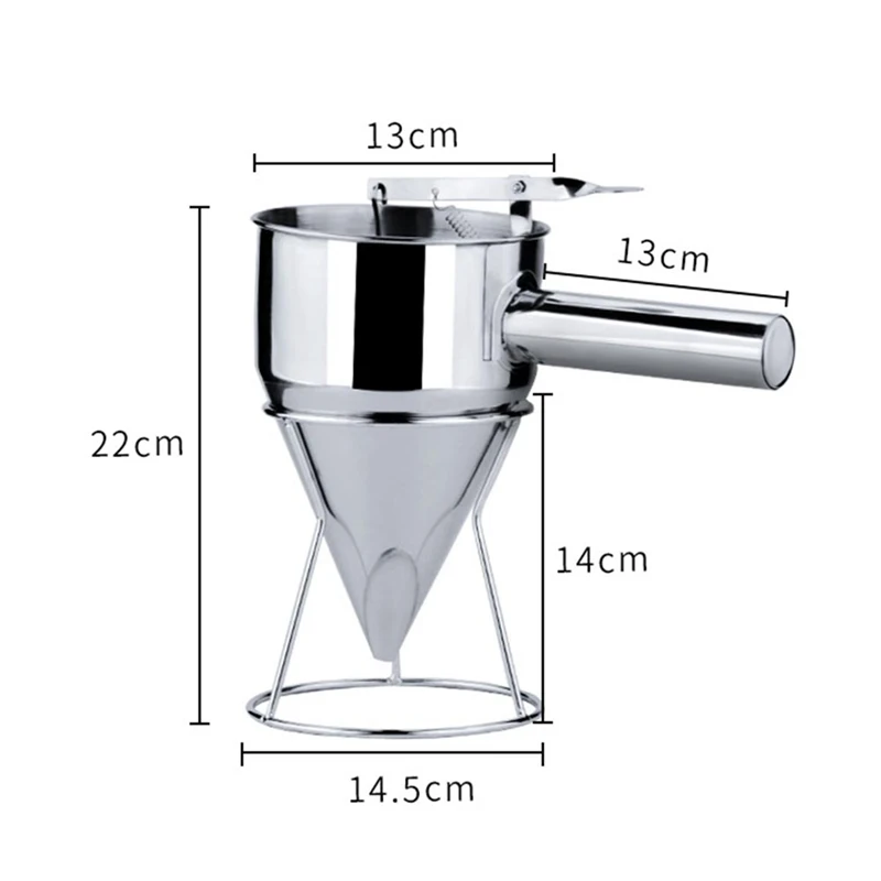 Multifunction Fish Ball Funnels With Rack Stainless Steel Pancake Batter Dispenser Funnel Stirring Batter Separator Kitchen Tool
Multifunction Fish Ball Funnels With Rack Stainless Steel Pancake Batter Dispenser Funnel Stirring Batter Separator Kitchen Tool