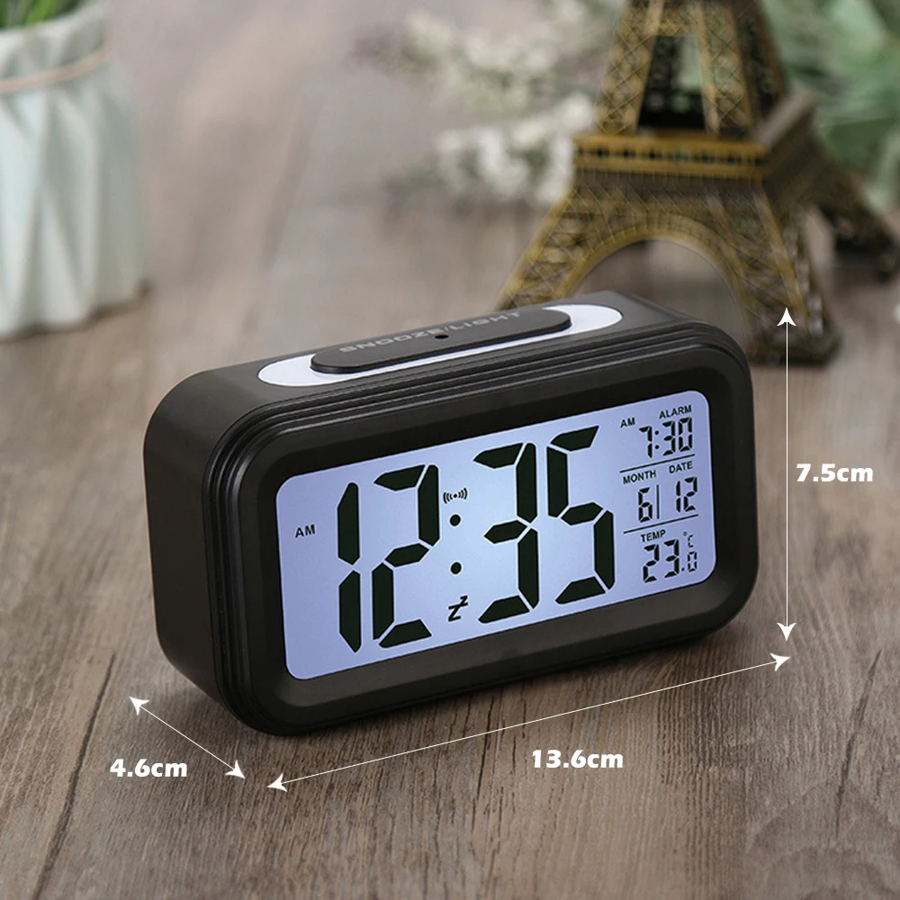 LED Digital Alarm Clock Home Table Backlight Display Electronic Smart Clocks Temperature & Calendar Snooze Function Alarm Clock
LED Digital Alarm Clock Home Table Backlight Display Electronic Smart Clocks Temperature & Calendar Snooze Function Alarm Clock