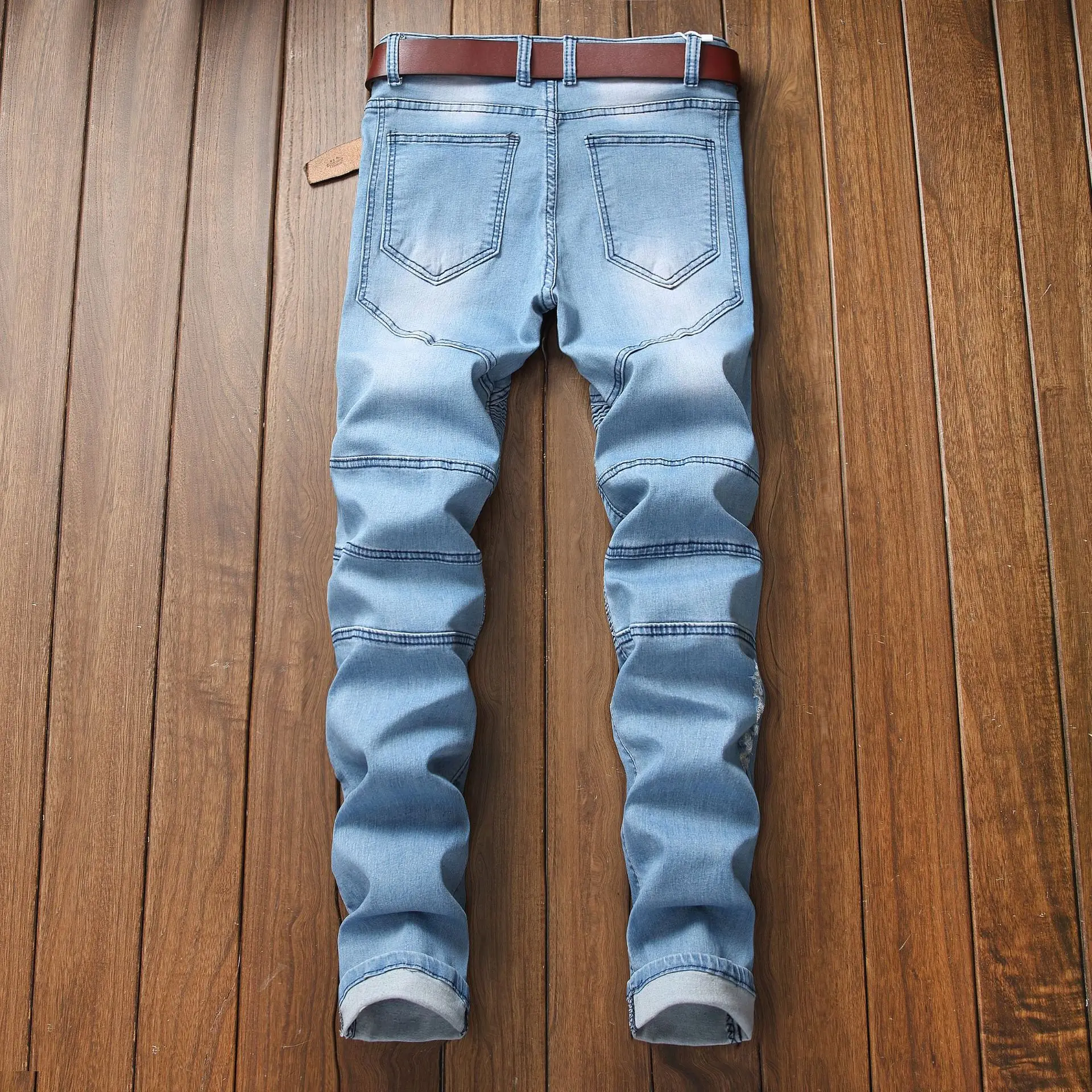 2020 Men Locomotive with Holes High Street Jeans Teenager Wrinkle Slim Fit Elasticity Light Color Skinny Cowboy Trousers
2020 Men Locomotive with Holes High Street Jeans Teenager Wrinkle Slim Fit Elasticity Light Color Skinny Cowboy Trousers