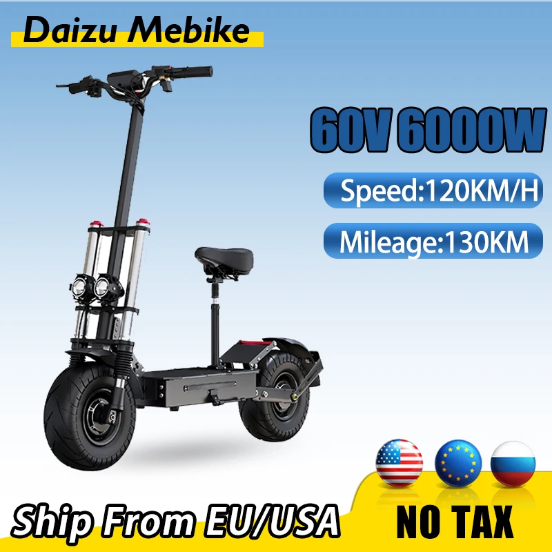 60V 6000W Electric Scooter 120 km/h 60V 30AH Pansonic Battery Freestyle Kick Scooter Max Mileage 130km Electric Skate 13inch
60V 6000W Electric Scooter 120 km/h 60V 30AH Pansonic Battery Freestyle Kick Scooter Max Mileage 130km Electric Skate 13inch