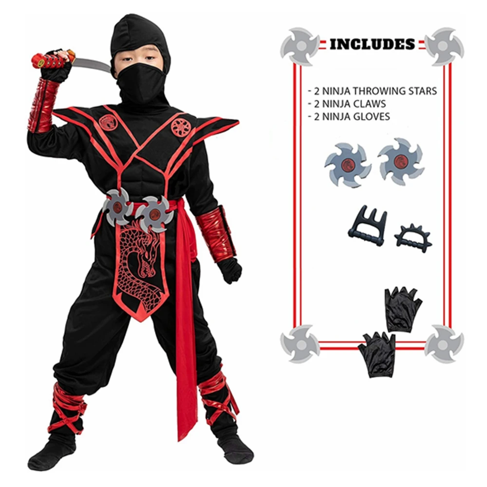

2021 New Boys Ninjago Costume Halloween Party Costumes Kids Ninja Cosplay Superhero Samurai Warrior Suit Swordsman Fancy Dress