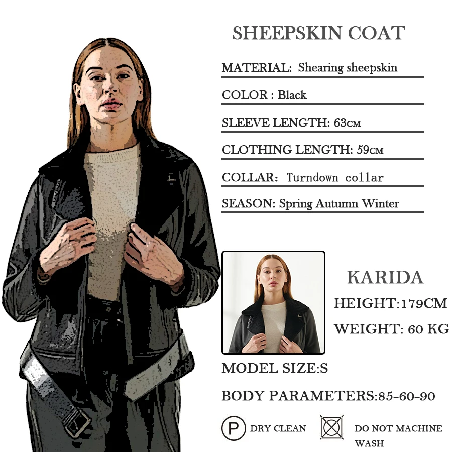 Classy Black Sheepskin Coat Autumn Winter Shearling Jacket 2021 New Women Fashion Warm Windproof Bomber Jacket
Classy Black Sheepskin Coat Autumn Winter Shearling Jacket 2021 New Women Fashion Warm Windproof Bomber Jacket