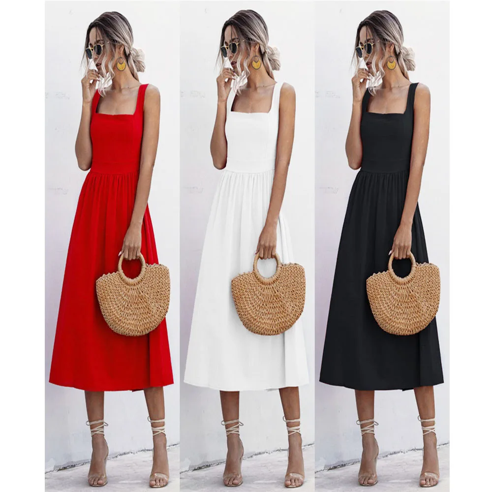 2020 Women Long Dress Summer Sexy Backless Casual White Black Ruched Slip Midi Sundress Ladies Pleated Spaghetti Strap Clothes
2020 Women Long Dress Summer Sexy Backless Casual White Black Ruched Slip Midi Sundress Ladies Pleated Spaghetti Strap Clothes