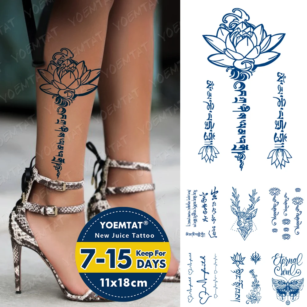 Juice Ink Tattoos Body Art Lasting Waterproof Temporary Tatto Sticker Sanskrit Lotus Tatoo Arm Fake Text Tatto Women Men 
Juice Ink Tattoos Body Art Lasting Waterproof Temporary Tatto Sticker Sanskrit Lotus Tatoo Arm Fake Text Tatto Women Men