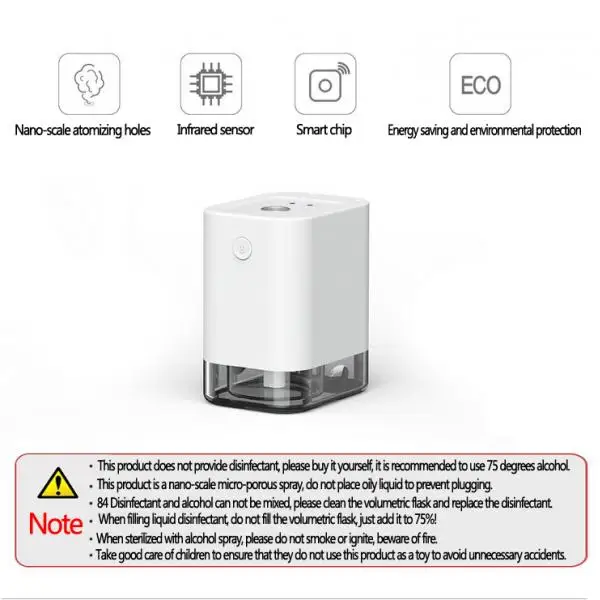 Automatic Alcohol Dispenser Sterilizer Infrared Alcohol Spray Hand Cleaner for Home Infrared Motion Sensor Hand Cleaner Sprayer
Automatic Alcohol Dispenser Sterilizer Infrared Alcohol Spray Hand Cleaner for Home Infrared Motion Sensor Hand Cleaner Sprayer