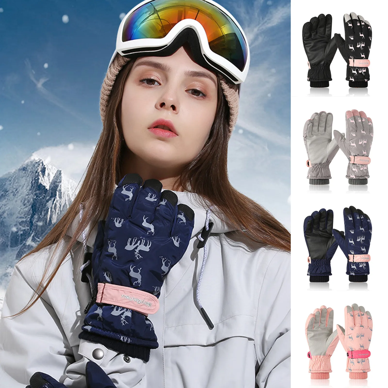 

2021 Winter Ski Gloves Men Women Touch Screen Windproof Sport Gloves Outdoor Ski Sports Windproof Snow Skiing Gloves Frostproof