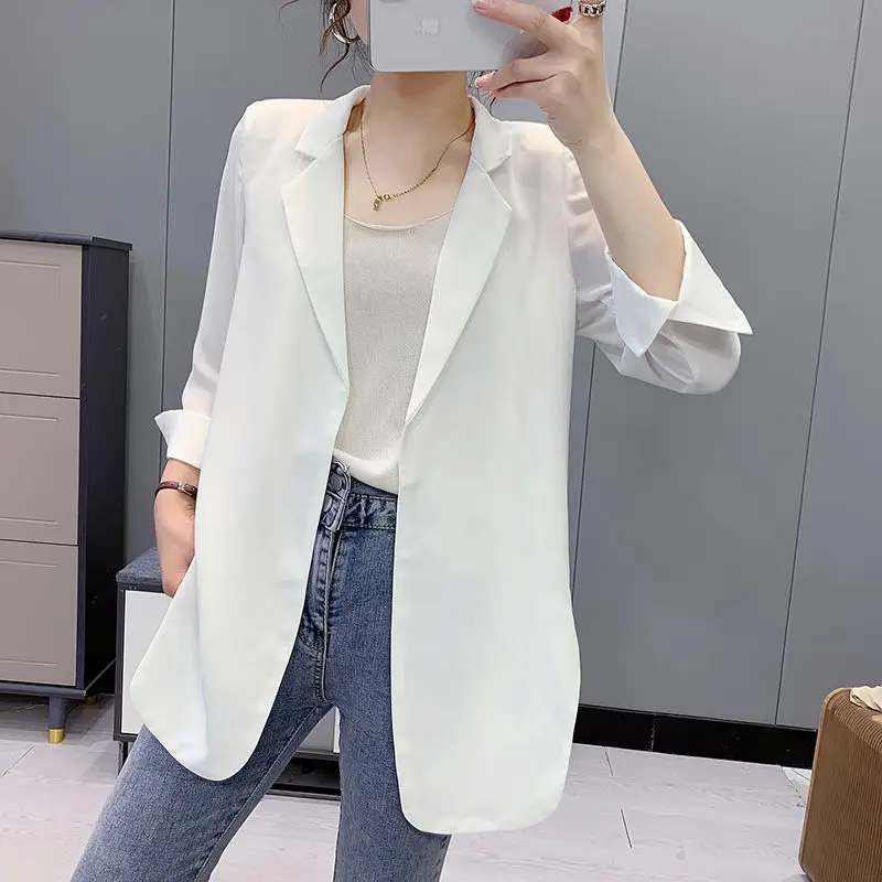 Women Thin Blazer 2021 Summer Chiffon Small Suit New Lady Clothing Student Wear Loose Long Coat J
Women Thin Blazer 2021 Summer Chiffon Small Suit New Lady Clothing Student Wear Loose Long Coat J