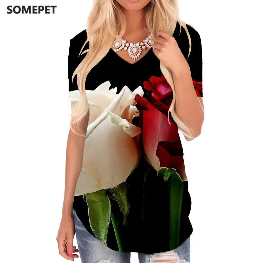 SOMEPET Rose flower T-shirt women Leaf V-neck Tshirt Creativity T-shirts 3d Harajuku Shirt Print Womens Clothing Punk Rock
SOMEPET Rose flower T-shirt women Leaf V-neck Tshirt Creativity T-shirts 3d Harajuku Shirt Print Womens Clothing Punk Rock