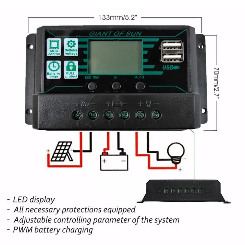 10A/20A/30A/40A/50A/60A/100A Solar Charger Controller 12V/24V MPPT/PWM Solar Panel Battery Intelligent Regulator Dual USB Port
10A/20A/30A/40A/50A/60A/100A Solar Charger Controller 12V/24V MPPT/PWM Solar Panel Battery Intelligent Regulator Dual USB Port