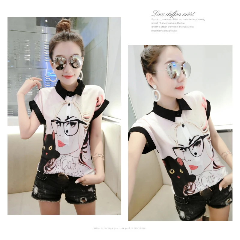 Summer Women Blouse Short Sleeve Shirts Casual Chiffon Blouse Women Printed White Blouses and Tops Blusas De Gasa Mujer 4475
Summer Women Blouse Short Sleeve Shirts Casual Chiffon Blouse Women Printed White Blouses and Tops Blusas De Gasa Mujer 4475