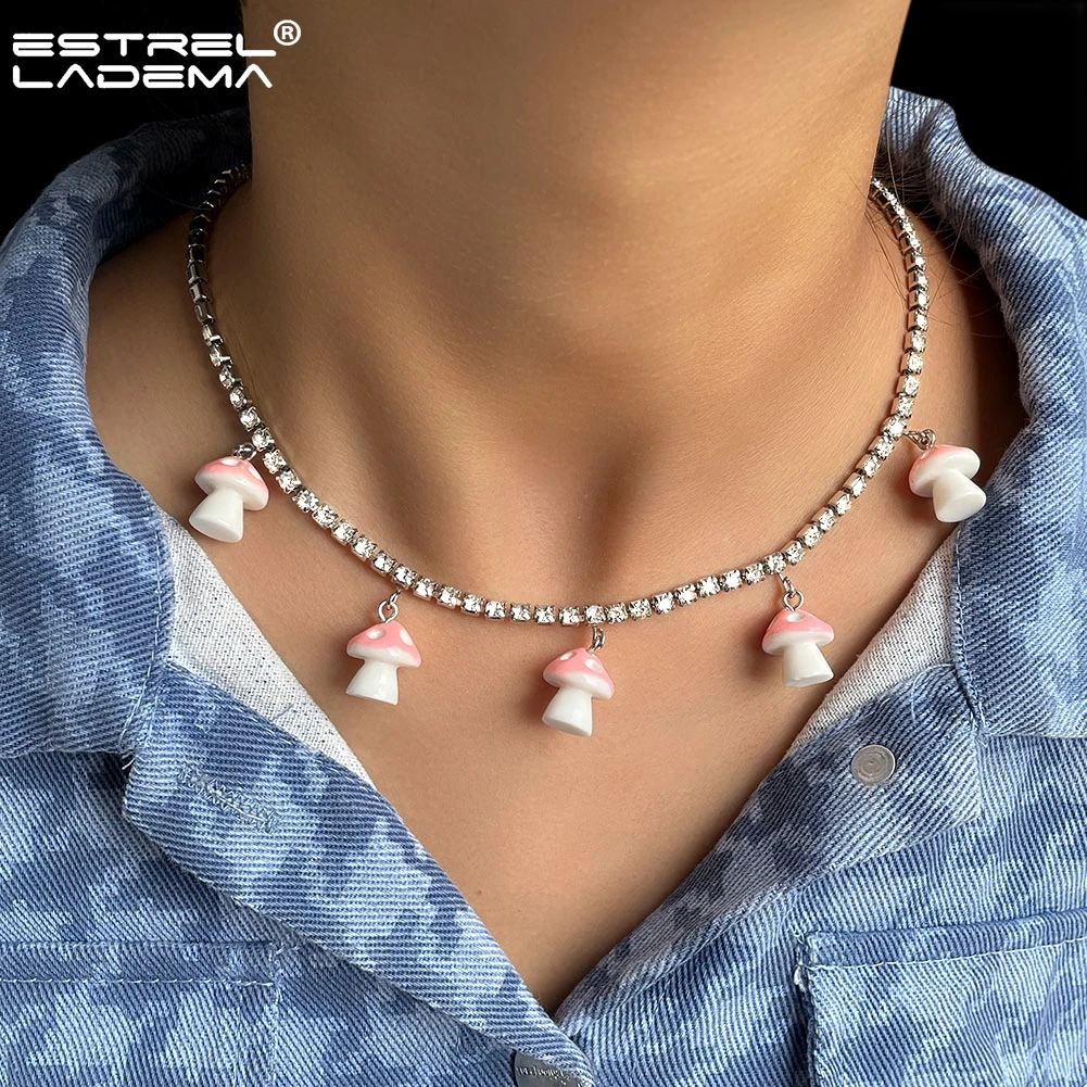 New Y2k Colorful Acrylic Mushroom Crystal Chain Necklace For Women Shiny Rhinestone Tennis Chain Necklaces Collar Jewelry Gifts
New Y2k Colorful Acrylic Mushroom Crystal Chain Necklace For Women Shiny Rhinestone Tennis Chain Necklaces Collar Jewelry Gifts