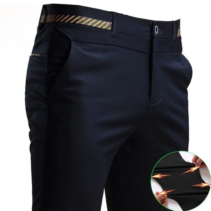 Autumn/Winter Men's Stretch Casual Pants Slim-Fitting Straight Pants Fleece-Lined Thickened Men's Business Trousers Black
Autumn/Winter Men's Stretch Casual Pants Slim-Fitting Straight Pants Fleece-Lined Thickened Men's Business Trousers Black
