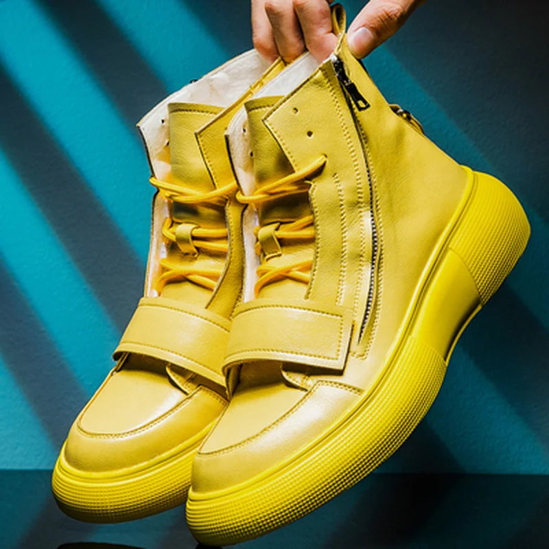 Hip Hop White Chunky Sneakers Men Split Leather High Top Boots Casual Shoes Men Fashion Tenis Masculino Adulto Sneakers
Hip Hop White Chunky Sneakers Men Split Leather High Top Boots Casual Shoes Men Fashion Tenis Masculino Adulto Sneakers