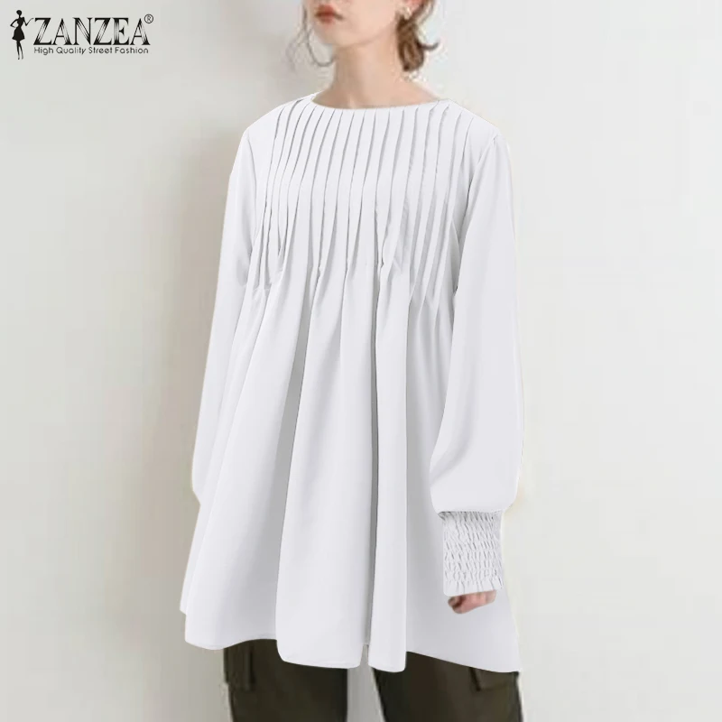 ZANZEA Vintage O Neck Pleated Shirt Women Casual Full Smocking Sleeve Blouse Autumn Loose Oversized Blusas Femme Solid Tunic Top
ZANZEA Vintage O Neck Pleated Shirt Women Casual Full Smocking Sleeve Blouse Autumn Loose Oversized Blusas Femme Solid Tunic Top