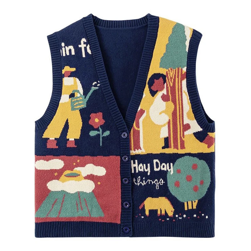 Japan Harajuku Preppy Style Women Knitted Vest Single-breasted Sleeveless Sweater Coat V-neck Ladies Loose Soft Tops Spring New
Japan Harajuku Preppy Style Women Knitted Vest Single-breasted Sleeveless Sweater Coat V-neck Ladies Loose Soft Tops Spring New