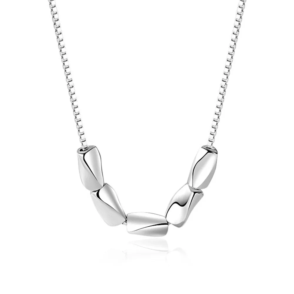 

925 Sterling Silver Pea Necklace Women 2021 New Rice Grain Light Luxury Geometric Design Fine Clavicle Chain Gift