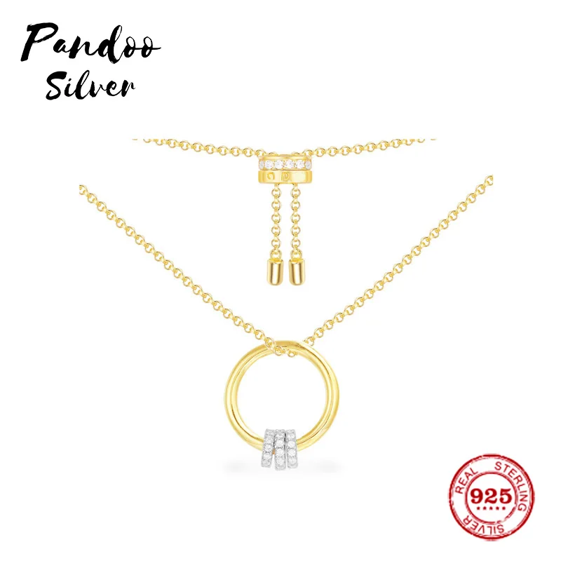 Fashion Charm Sterling Silver Copy 1:1 Copy,Adjustable Circle Necklace With Three Sliding Hoops Women 2021 Jewelry Gift 
Fashion Charm Sterling Silver Copy 1:1 Copy,Adjustable Circle Necklace With Three Sliding Hoops Women 2021 Jewelry Gift