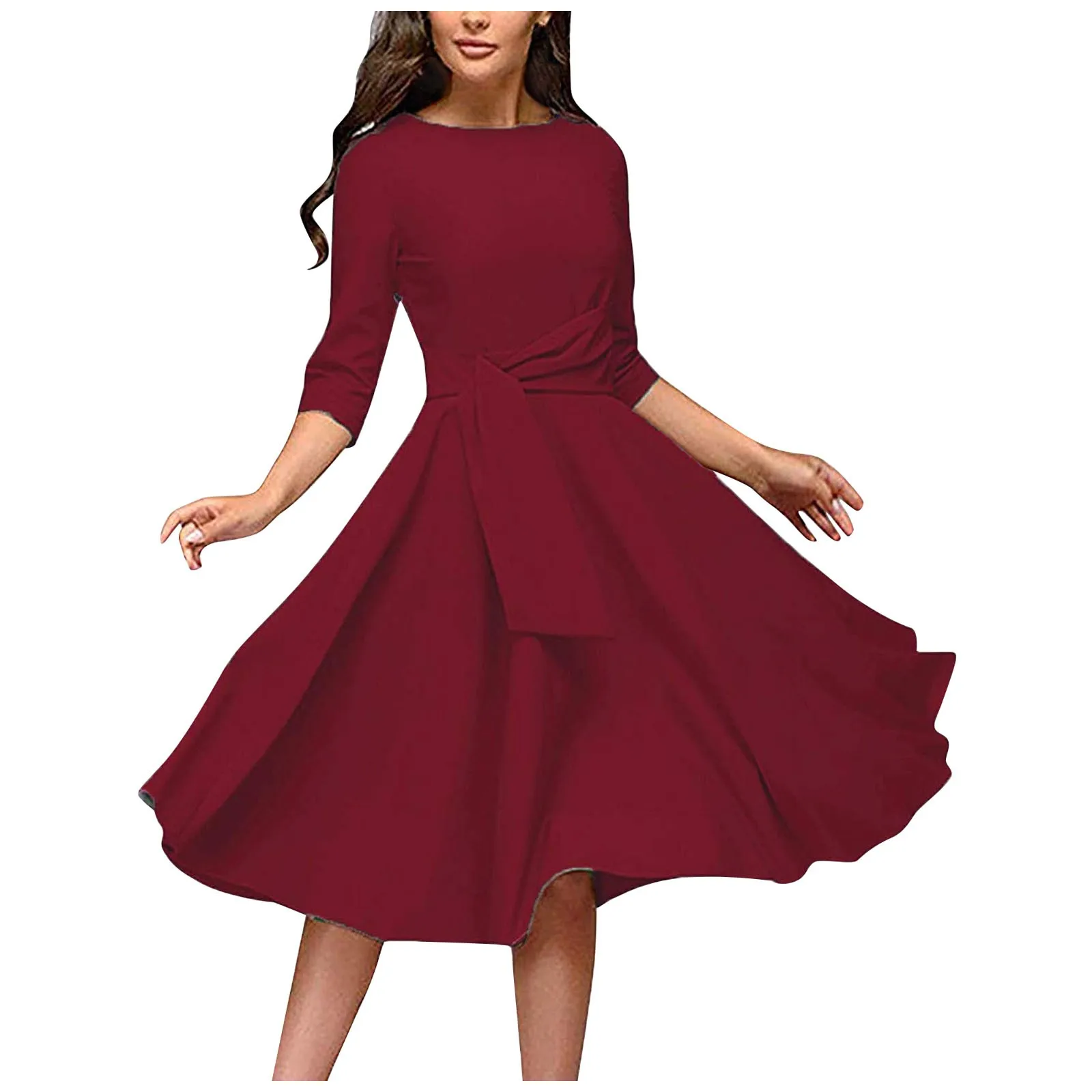 Women's Dress 2021 New Summer Casual Women's Fashion Elegance Ruched Dress Round Neck 3/4 Sleeve Swing Midi A-Line Dresses
Women's Dress 2021 New Summer Casual Women's Fashion Elegance Ruched Dress Round Neck 3/4 Sleeve Swing Midi A-Line Dresses