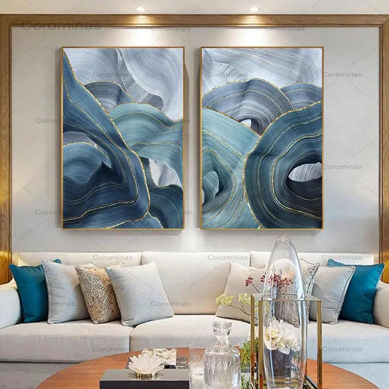 Blue Green Gold Lines Wavy Geometric Poster New Chinese Canvas Print Painting Contemporary Wall Art Home Decoration Picture
Blue Green Gold Lines Wavy Geometric Poster New Chinese Canvas Print Painting Contemporary Wall Art Home Decoration Picture