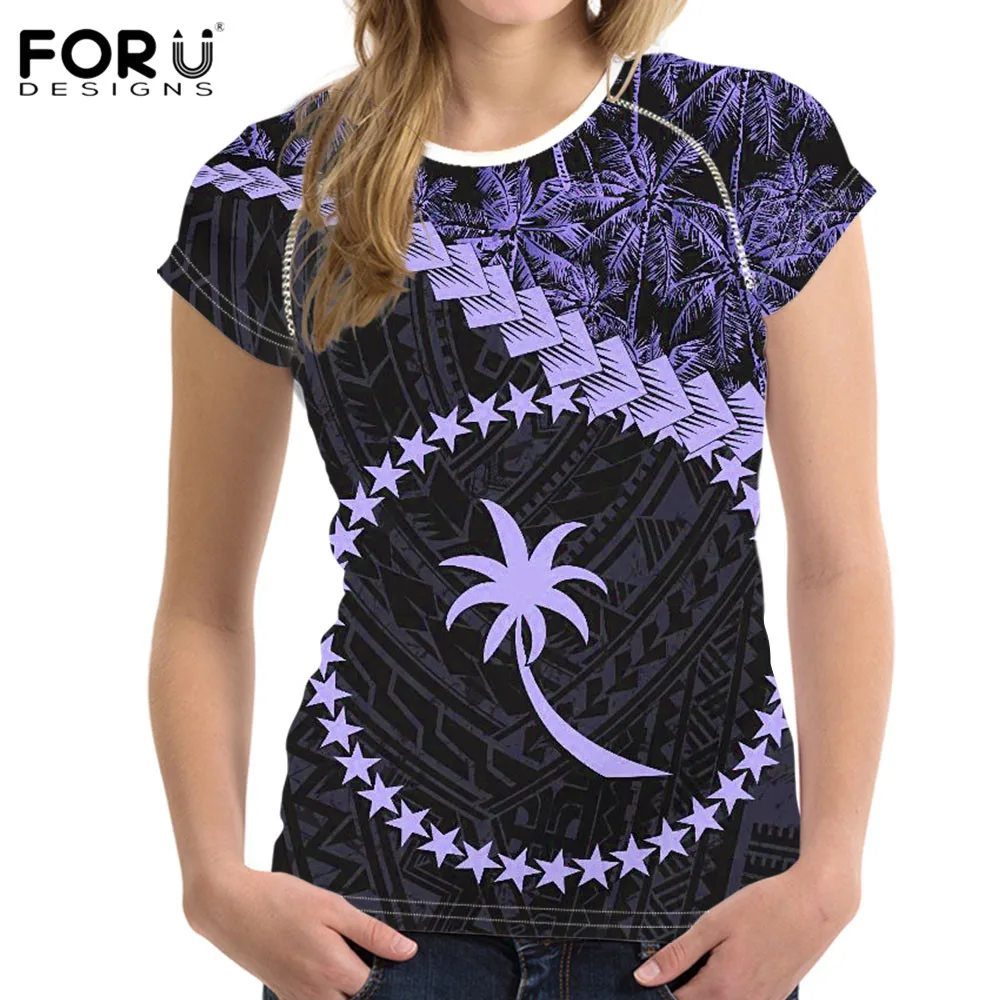 FORUDESIGNS Ladies High Quality O Neck T Shirts Polynesian Palm Chuuck Micronesia Pattern Female Summer Breathable T Shirts
FORUDESIGNS Ladies High Quality O Neck T Shirts Polynesian Palm Chuuck Micronesia Pattern Female Summer Breathable T Shirts