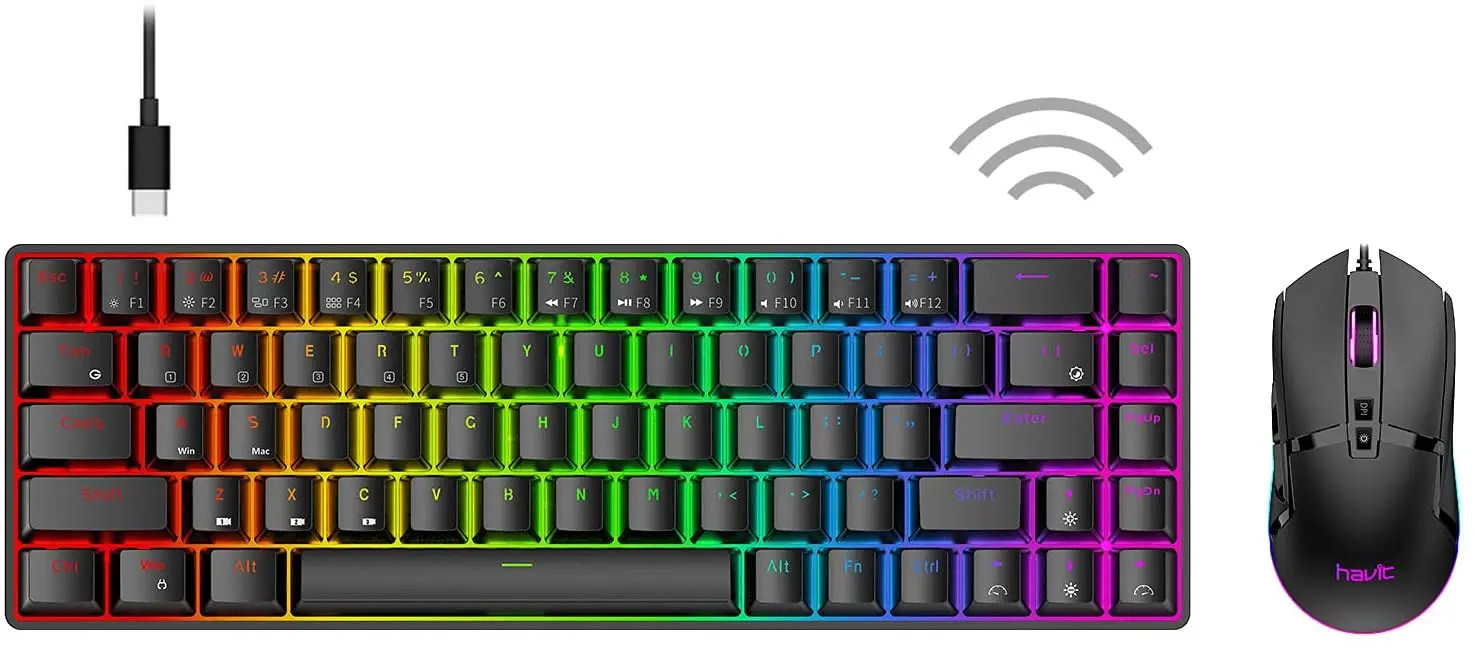 Havit 60% Беспроводная механическая клавиатура и проводная мышь, Bluetooth 5,1 и Type C Проводная игровая клавиатура с 68 клавишами, коричневая
Havit 60% Беспроводная механическая клавиатура и проводная мышь, Bluetooth 5,1 и Type C Проводная игровая клавиатура с 68 клавишами, коричневая