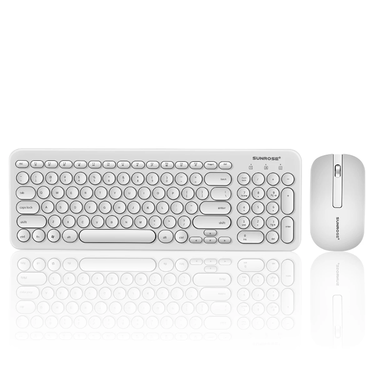 Ультра-тонкая беспроводная клавиатура 2 4G и мышь Combo USB Милая круглая Ретро