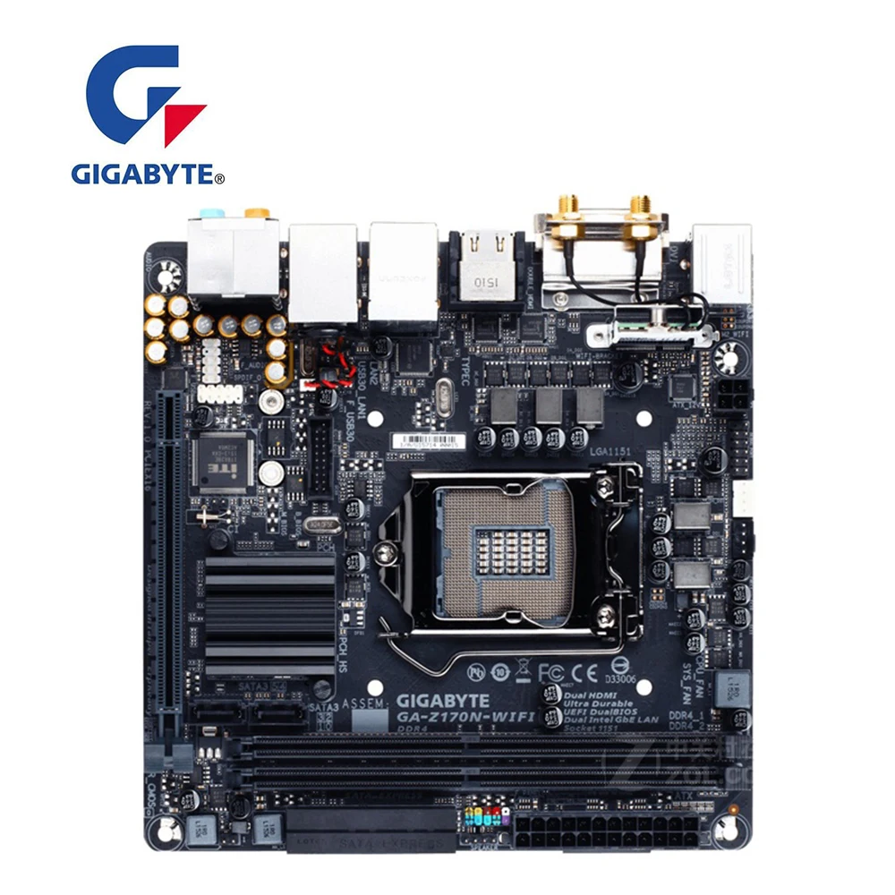 MINI ITX или GIGABYTE GA Z170N WiFi материнская плата компьютера PCI E 3 0 LGA 1151 DDR4 для Intel