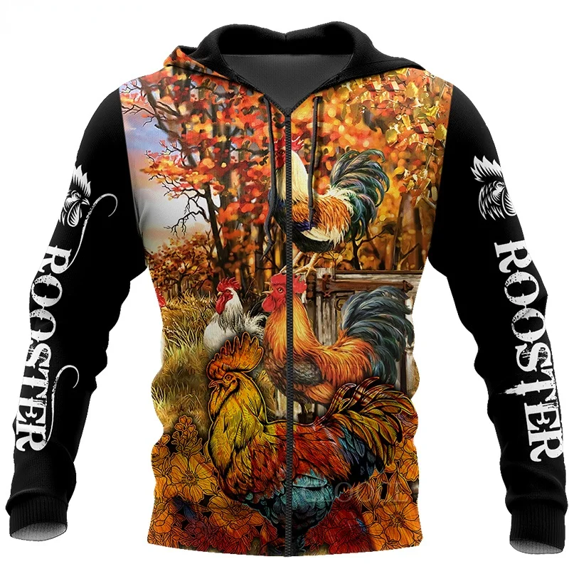 Harajuku Hooded Sweatshirt with Male and Female Zippers, 3D Printed Top, Animal Rooster Pattern, Casual Fashion, Direct Delivery
Harajuku Hooded Sweatshirt with Male and Female Zippers, 3D Printed Top, Animal Rooster Pattern, Casual Fashion, Direct Delivery