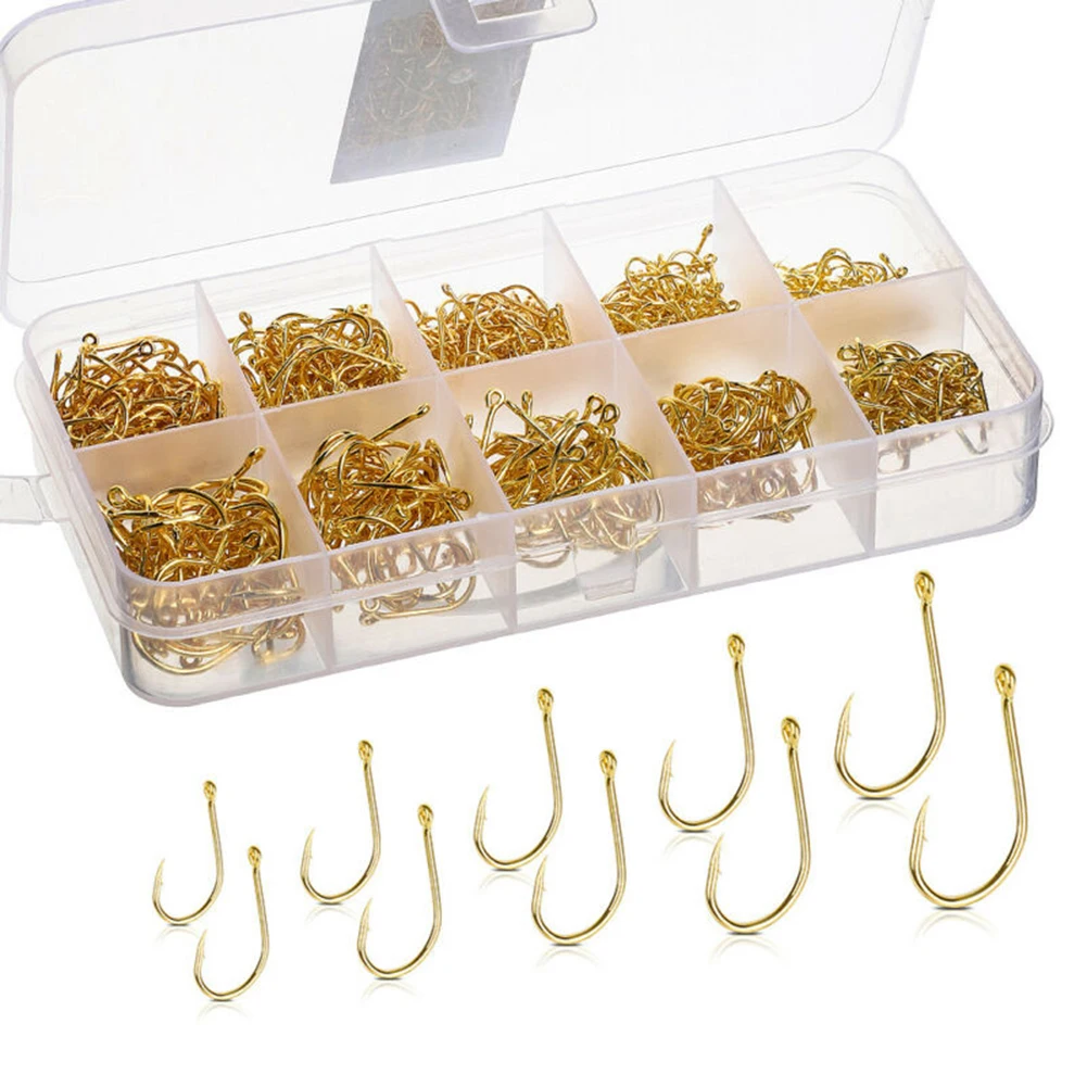 500Pcs/Lot Fishing Gold Hooks High Carbon Steel Sharpened Fishing Hook With Box Carp Fishing Bait Sharpened Fishing Hook
500Pcs/Lot Fishing Gold Hooks High Carbon Steel Sharpened Fishing Hook With Box Carp Fishing Bait Sharpened Fishing Hook