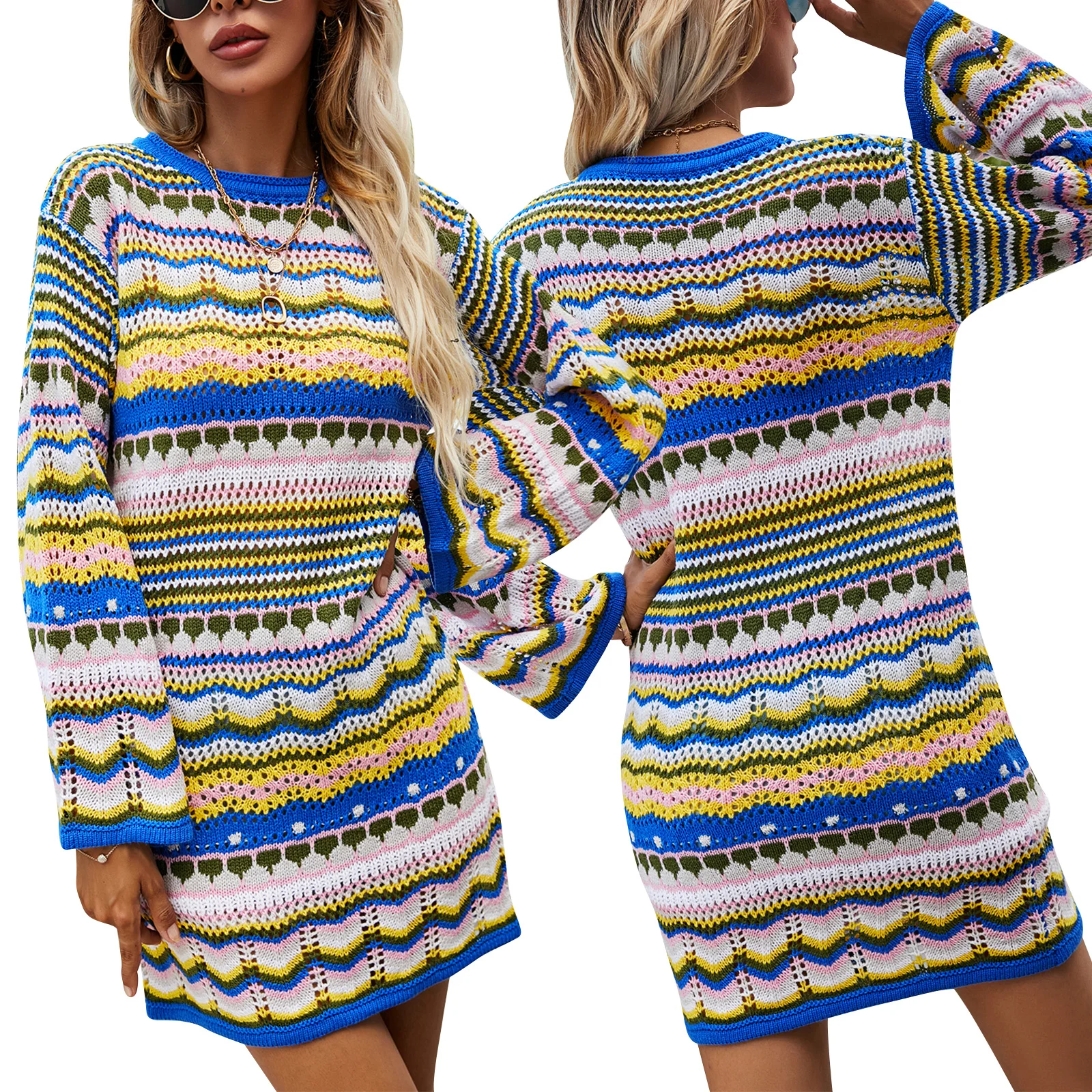 Women's Sexy Bodycon Mini Dress, Bohemian Long Sleeve Crew Neck Hollow Out Dress 2021 Brand New Style
Women's Sexy Bodycon Mini Dress, Bohemian Long Sleeve Crew Neck Hollow Out Dress 2021 Brand New Style