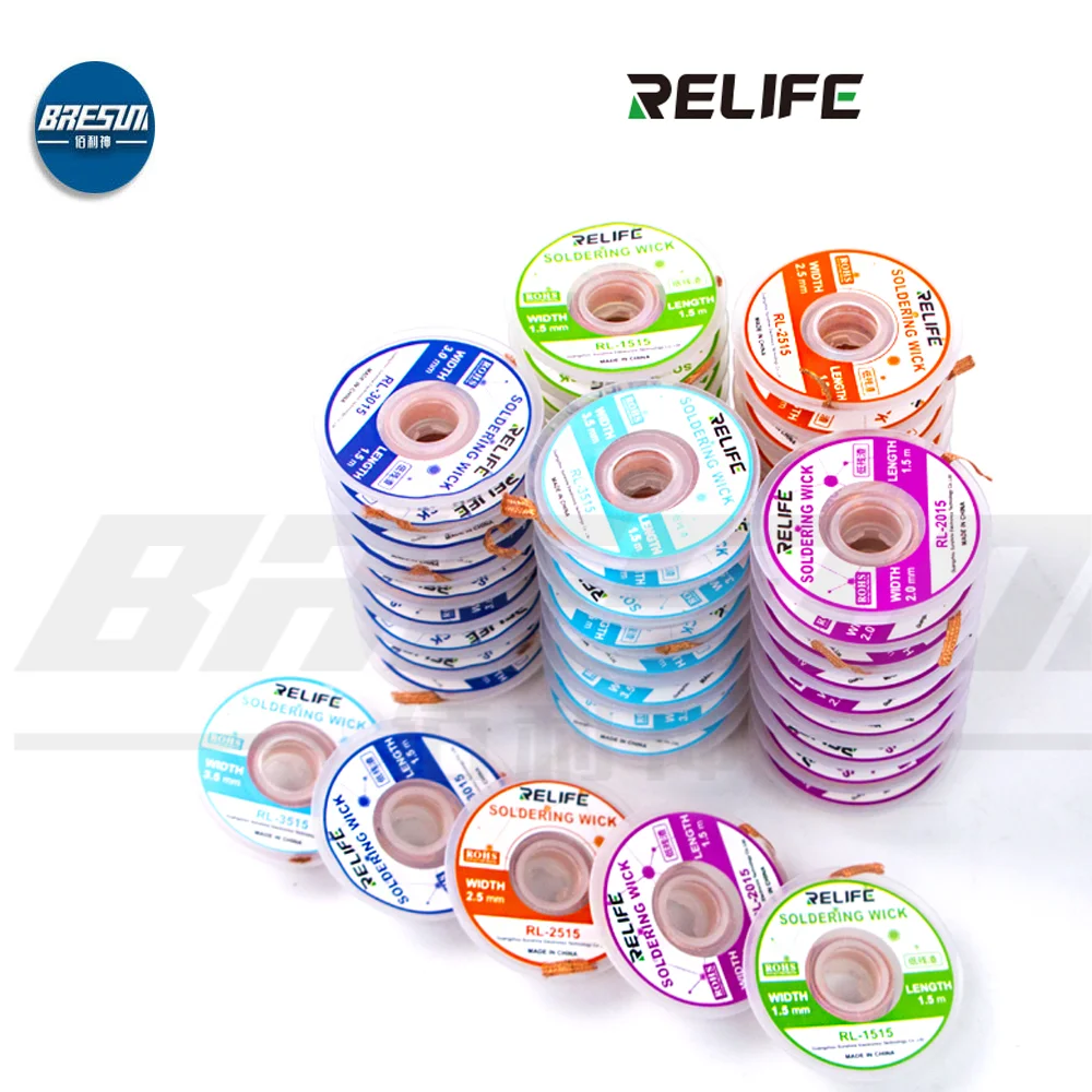RELIFE RL-2015 1515 3015 3515 2515 Solder Core Desoldering Braid 3mm 2.5mm 2.0mm Mobile Phone PCB BGA Soldering Repair Tool
RELIFE RL-2015 1515 3015 3515 2515 Solder Core Desoldering Braid 3mm 2.5mm 2.0mm Mobile Phone PCB BGA Soldering Repair Tool