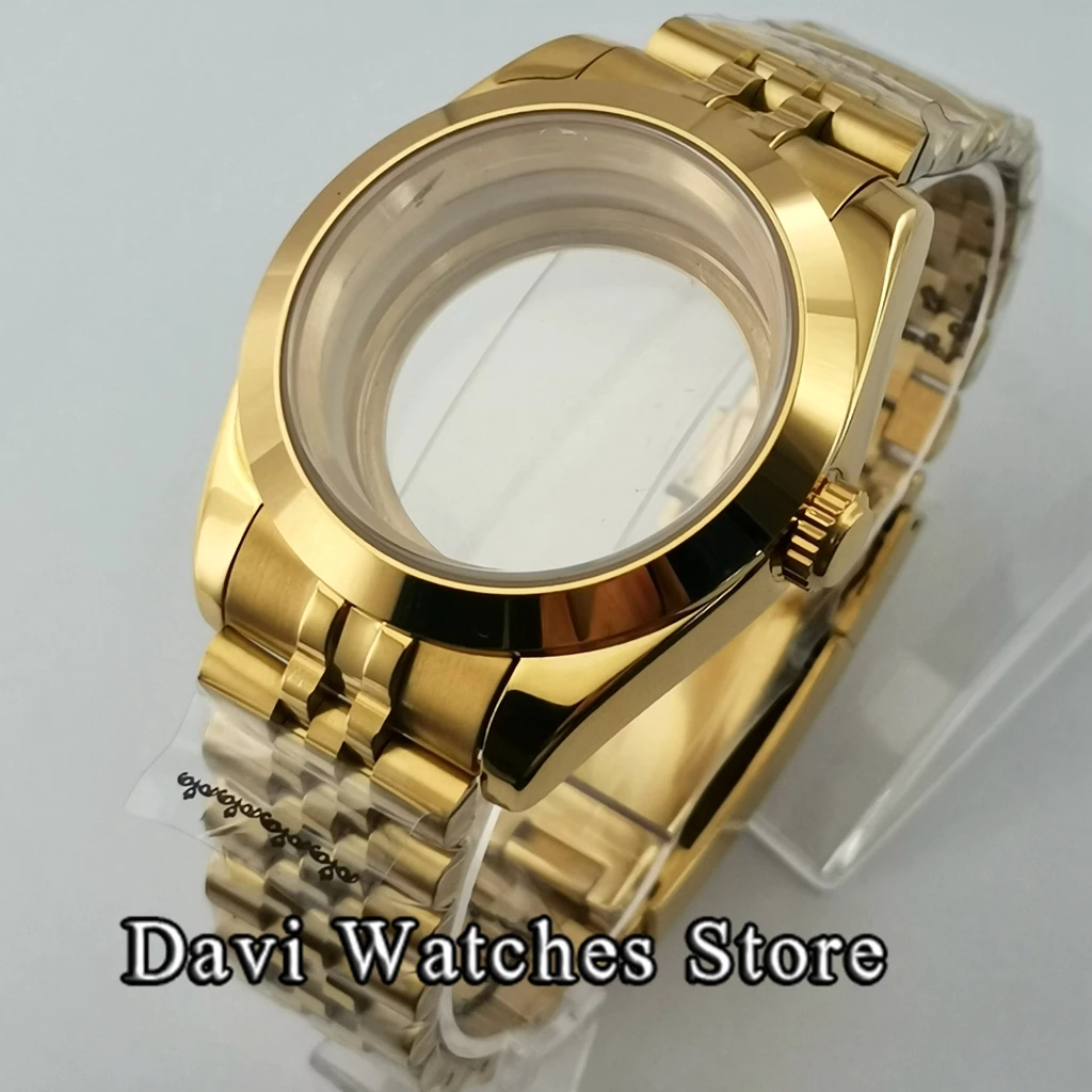 40mm Yellow Gold Sterile Sapphire Watch Case Jubilee Fit NH35 NH36 ETA 2836 Miyota 8215 821A Mingzhu DG 2813 3804 Movement
40mm Yellow Gold Sterile Sapphire Watch Case Jubilee Fit NH35 NH36 ETA 2836 Miyota 8215 821A Mingzhu DG 2813 3804 Movement