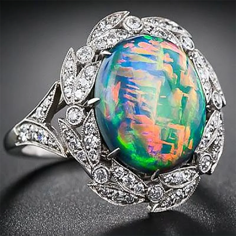 Classis Silver Color Ring Inlaid Sparkling White Crystal Zircon Rhinestone Ring Colorful Opal Ring for Women Party Jewelry
Classis Silver Color Ring Inlaid Sparkling White Crystal Zircon Rhinestone Ring Colorful Opal Ring for Women Party Jewelry