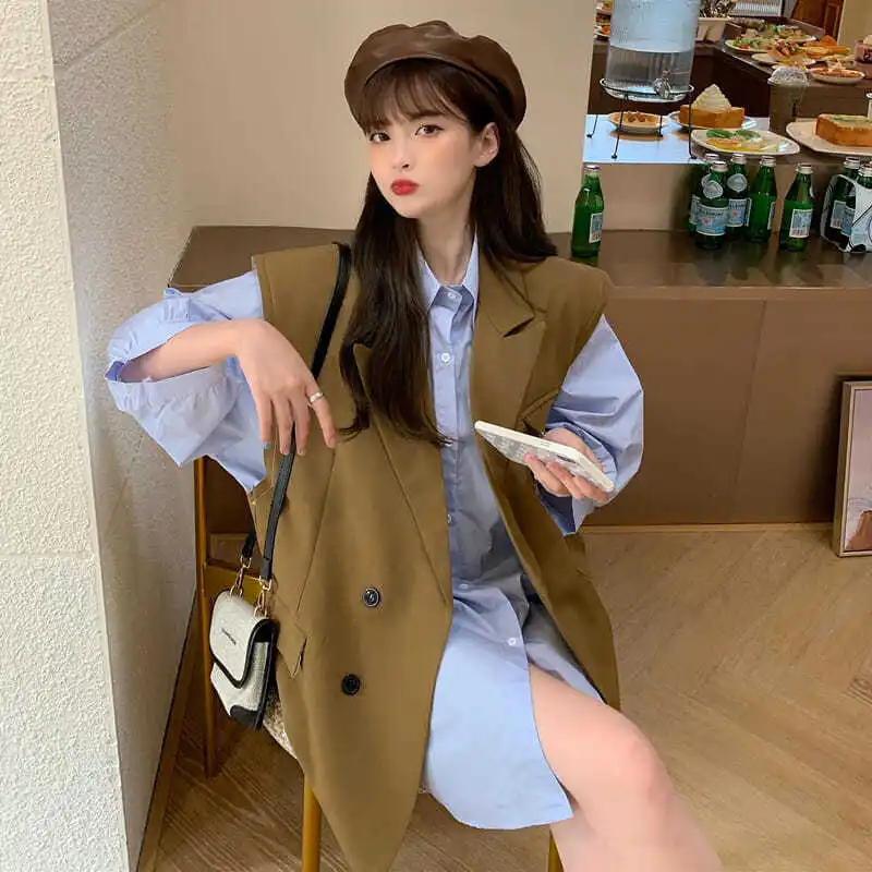 Short sleeve loose medium length shirt sleeveless western style suit waistcoat women's summer fashion suit net red two piece set
Short sleeve loose medium length shirt sleeveless western style suit waistcoat women's summer fashion suit net red two piece set